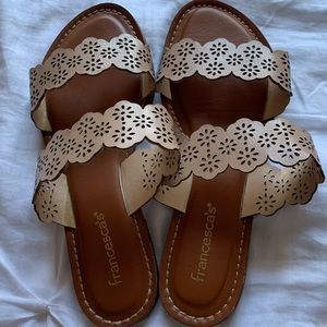 Francescas laser cut floral pattern sandals/slides